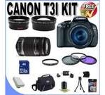 Canon EOS Rebel T3i 18 MP CMOS Digital SLR Camera and DIGIC 4 Imaging with EF-S 18-55mm IS Lens & Canon 75-300 Lens + 58mm 2x Telephoto lens + 58mm Wide Angle