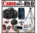 Canon EOS Rebel T3i 18 MP CMOS Digital SLR Full HD Camera with Advanced Shooters Kit - Package includes: EF-S 18-55mm f/3.5-5.6 IS, EF 75-300mm f/4-5