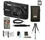 Nikon COOLPIX S6800 16 MP Wi-Fi CMOS Digital Camera (Black) + 32GB SD HC Memory Card + Focus Universal Memory Card Reader + Nikon S Series Leather Case + Access