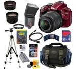 NIKON D3200 24.2 MP CMOS Digital SLR Camera (Red) with 18-55mm f/3.5-5