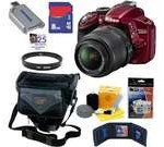 NIKON D3200 24.2 MP CMOS Digital SLR Camera (Red) with 18-55mm f/3.5-5