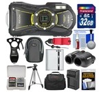 Ricoh WG-20 Shock & Waterproof Digital Camera & Binoculars Adventure Kit with 8x22 Jupiter III Binoculars, Eat'n Tool + 32GB Card + Case + Battery/Charger + Tri