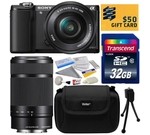 Sony Alpha A5000 20.1 MP Interchangeable Lens Camera with 16-50mm OSS Lens (Black) ILCE5000L & Sony E 55-210mm F4.5-6