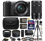 Sony Alpha A5000 20.1 MP Interchangeable Lens Camera with 16-50mm OSS Lens (Black) ILCE5000L & Sony E 55-210mm F4.5-6