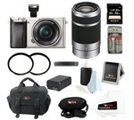 Sony Alpha a6000 ILCE6000L/S 24.3 MP Interchangeable Lens Camera with 16-50mm Power Zoom Lens (Silver) + Sony 55-210mm f/4.5-6