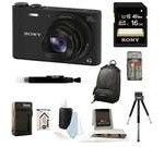 Sony DSC-WX350/B DSCWX350 WX350 18 MP Digital Camera (Black) + 16GB Bundle