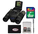 Vivitar 12x25 Binoculars with Built-in Digital Camera with 8GB Card + Monopod + Accessory Kit